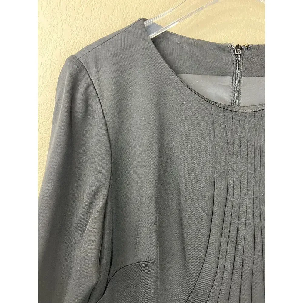 Reiss Sheath‎ Dress Pleated Front Black Pockets 6 Career Work Funeral
